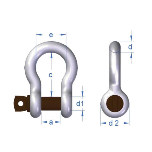 Gunnebo Industries ANJA Bow Shackle Type 854 Gr. 2 - Fk-marine.com - Offshore, Deep Sea Cable Laying Equipment